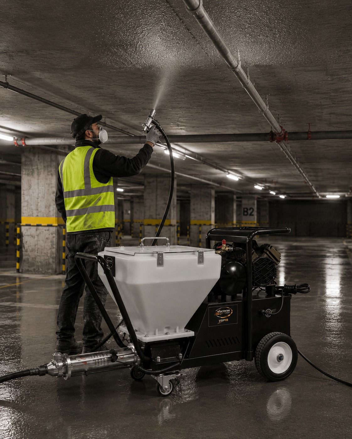 VIXTRON spray coating machine in an underground parking application