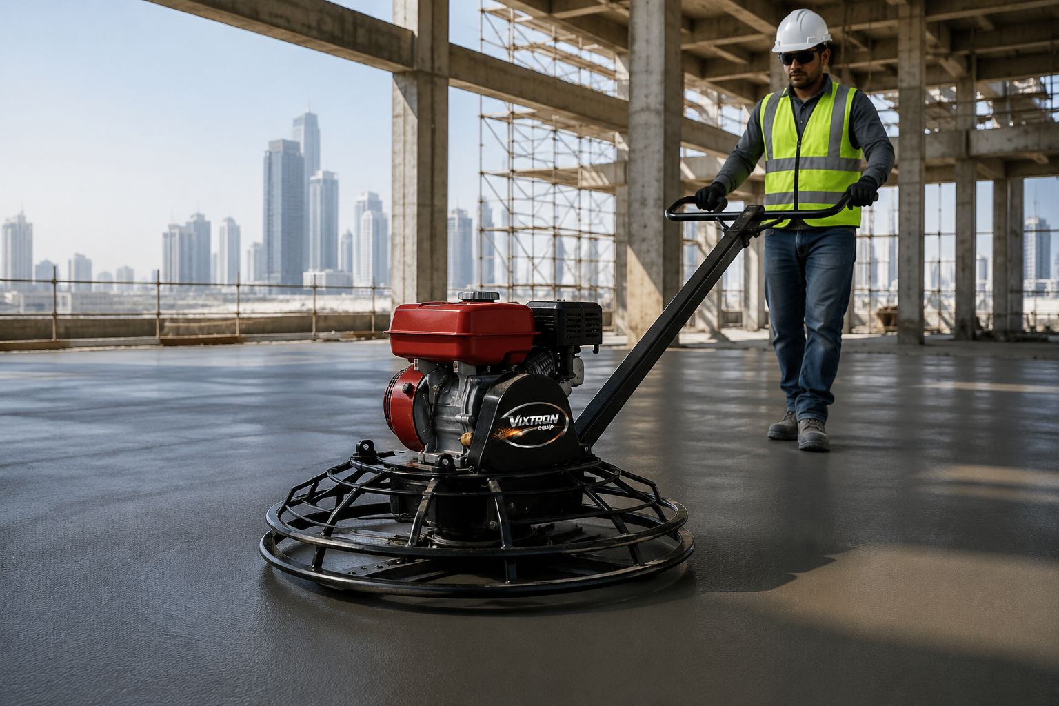 ماكينة تنعيم الخرسانة في الإمارات: دليل اختيار Power Trowel للمقاولين